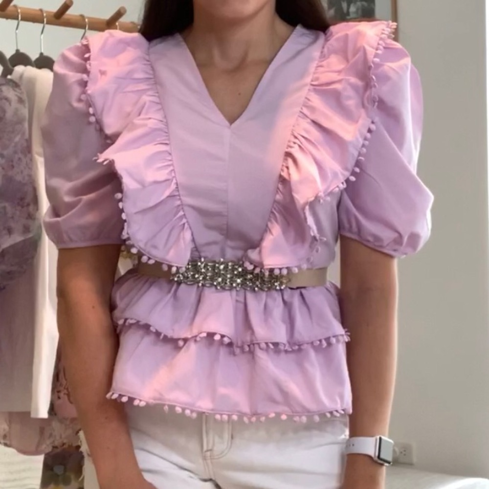 SHEIN LIGHT PURPLE RUFFLE TOP